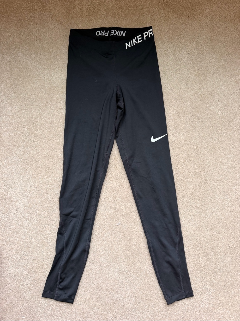 Nike Black Pro Leggings with White Swoosh